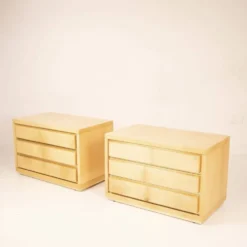 Paire de tables de nuit vintage en parchemin par Aldo Tura, années 1960.