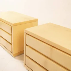 Paire de tables de nuit vintage en parchemin par Aldo Tura, années 1960.