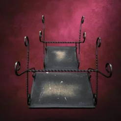 Paire de tables gigognes en fer forgé et mosaïque de céramique – années 50-60