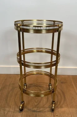 Paire de tables roulantes Art déco rondes à plateaux amovibles, Maison Jansen