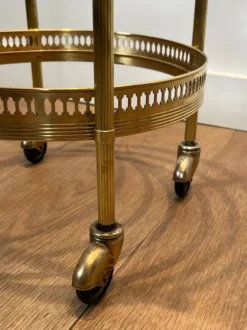 Paire de tables roulantes Art déco rondes à plateaux amovibles, Maison Jansen