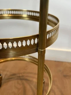 Paire de tables roulantes Art déco rondes à plateaux amovibles, Maison Jansen