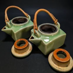 Paire de théières thaïlandaises en céramique céladon, Chiang Mai 90's