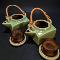 Paire de théières thaïlandaises en céramique céladon, Chiang Mai 90's