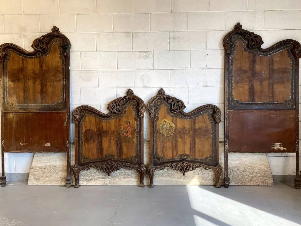 Paire de têtes de lit Art Nouveau en fonte, Italie vers 1900