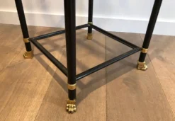 Paire d'étagères en métal laqué noir et laiton. Guy Lefèvre pour la Maison Jansen. Vers 1970