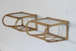 Paire d'étagères en rotin et verre 1960