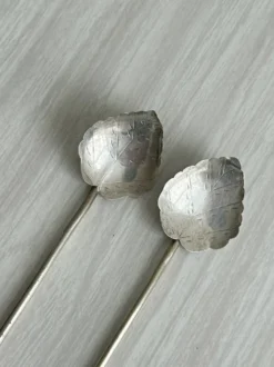 Paire mélangeurs feuille argentée vintage
