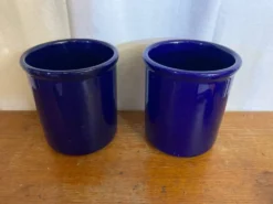 Paire rafraîchissoir emile henry céramique bleu art de la table vintag
