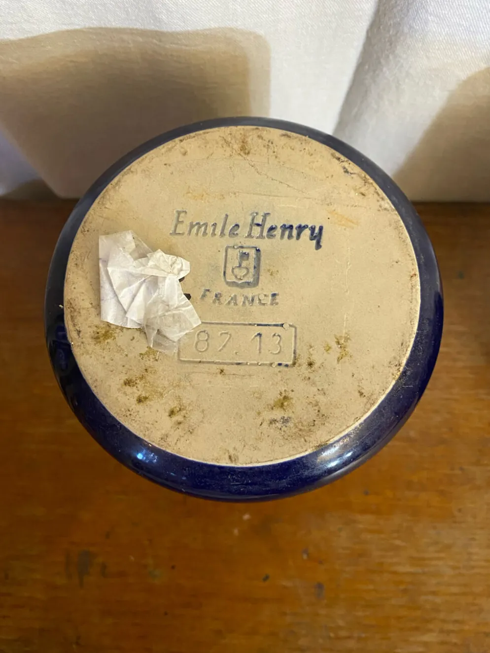 Paire rafraîchissoir emile henry céramique bleu art de la table vintag