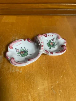 Paire saleron ravier ancien faïencerie angoulême maison renoleau vinta