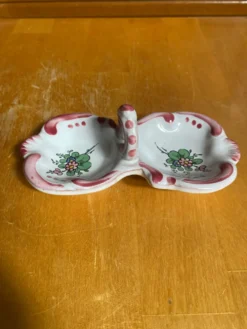 Paire saleron ravier ancien faïencerie angoulême maison renoleau vinta