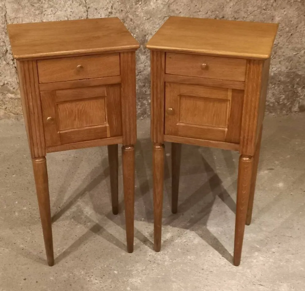 Paire table de chevet chêne massif art deco années 30/40