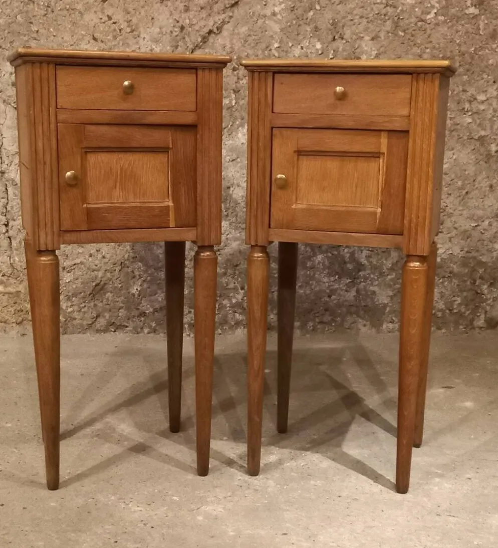 Paire table de chevet chêne massif art deco années 30/40