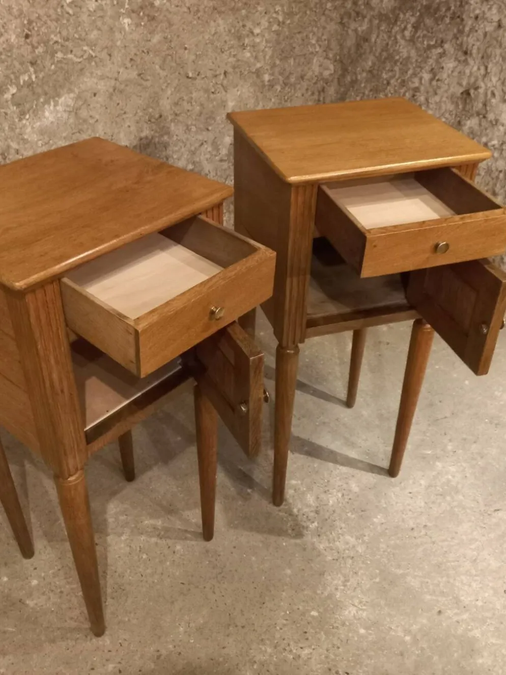 Paire table de chevet chêne massif art deco années 30/40