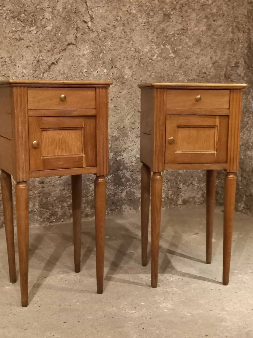 Paire table de chevet chêne massif art deco années 30/40