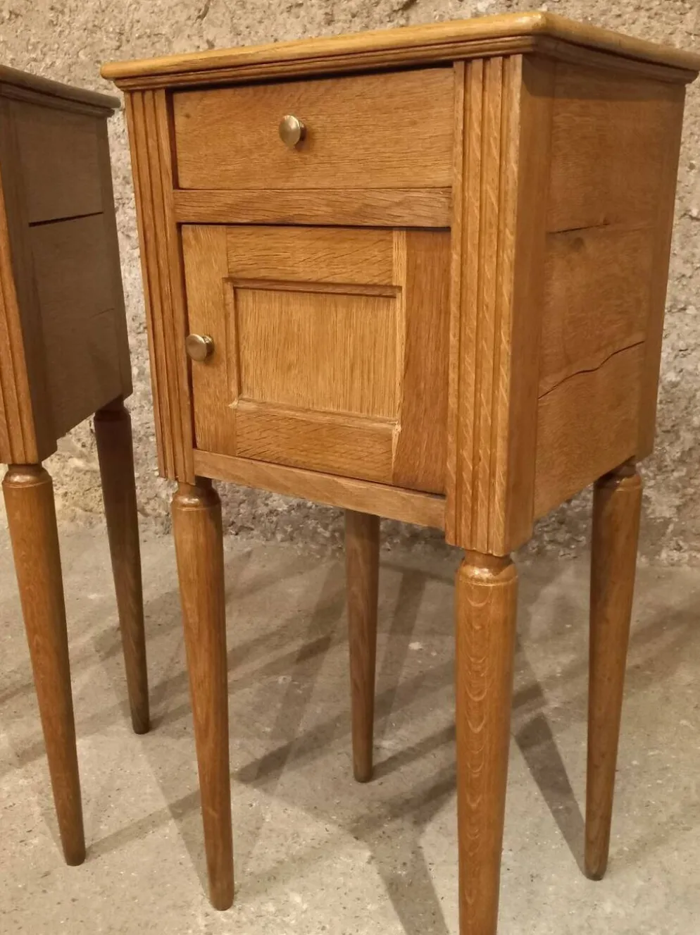 Paire table de chevet chêne massif art deco années 30/40