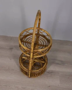 Panier de bar en bambou italien vintage, années 1960