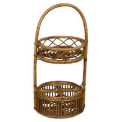 Panier de bar en bambou italien vintage, années 1960