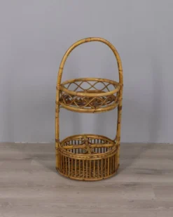 Panier de bar en bambou italien vintage, années 1960