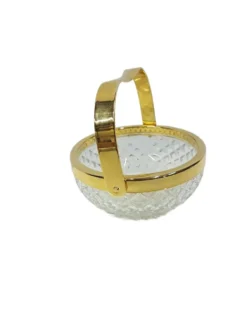Panier en cristal transparent avec une poignée en métal plaqué or, Walther Glas, G