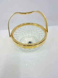Panier en cristal transparent avec une poignée en métal plaqué or, Walther Glas, G