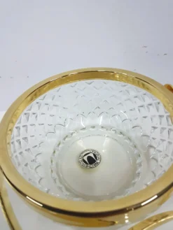 Panier en cristal transparent avec une poignée en métal plaqué or, Walther Glas, G