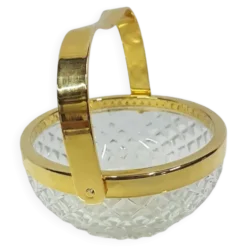 Panier en cristal transparent avec une poignée en métal plaqué or, Walther Glas, G