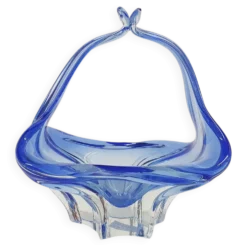 Panier ou bol en verre bleu de Murano, Italie, années 1960.