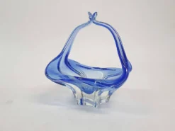 Panier ou bol en verre bleu de Murano, Italie, années 1960.