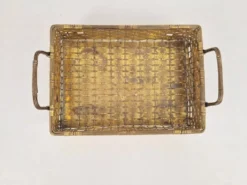 Panier à pain en laiton tissé de style Régence vintage, années 1960