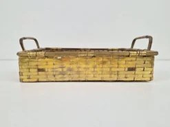 Panier à pain en laiton tissé de style Régence vintage, années 1960