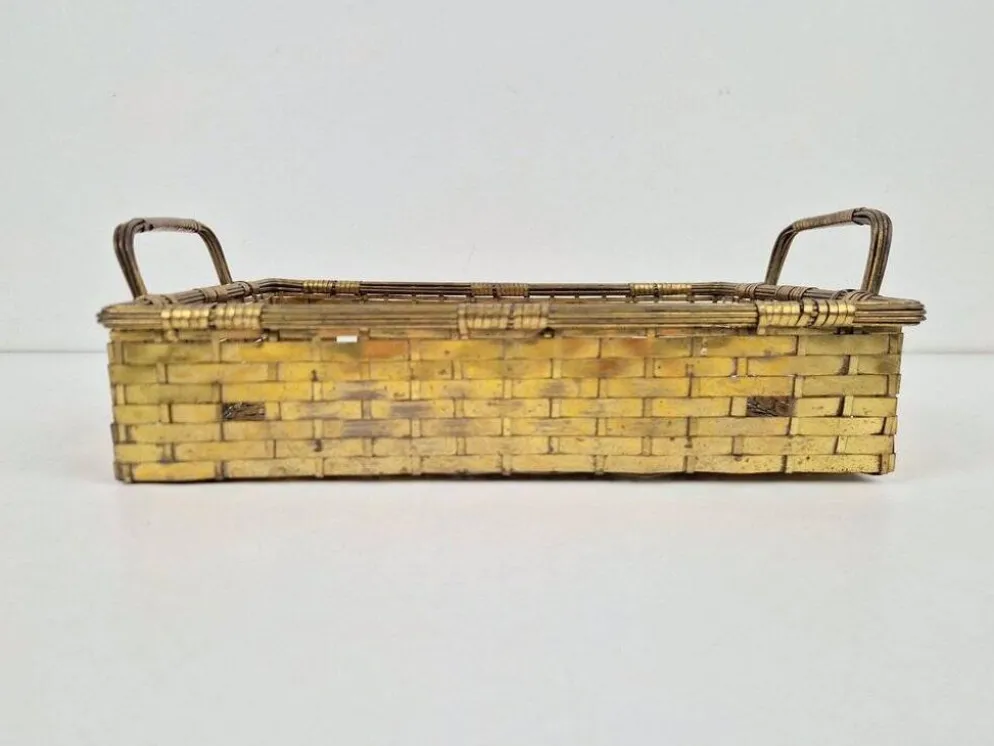 Panier à pain en laiton tissé de style Régence vintage, années 1960