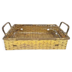 Panier à pain en laiton tissé de style Régence vintage, années 1960