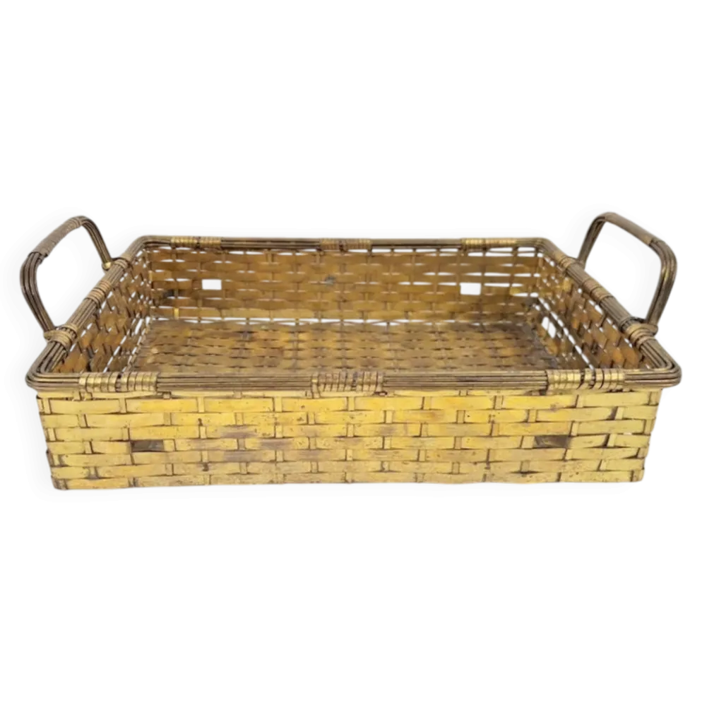 Panier à pain en laiton tissé de style Régence vintage, années 1960