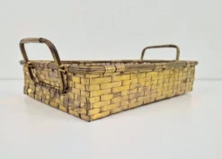 Panier à pain en laiton tissé de style Régence vintage, années 1960