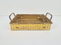 Panier à pain en laiton tissé de style Régence vintage, années 1960