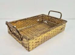 Panier à pain en laiton tissé de style Régence vintage, années 1960