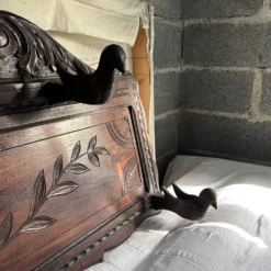 Panneau breton 5 patères oiseaux sculptés