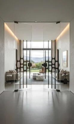 Panneau de porte brutaliste en aluminium moulé, années 1960