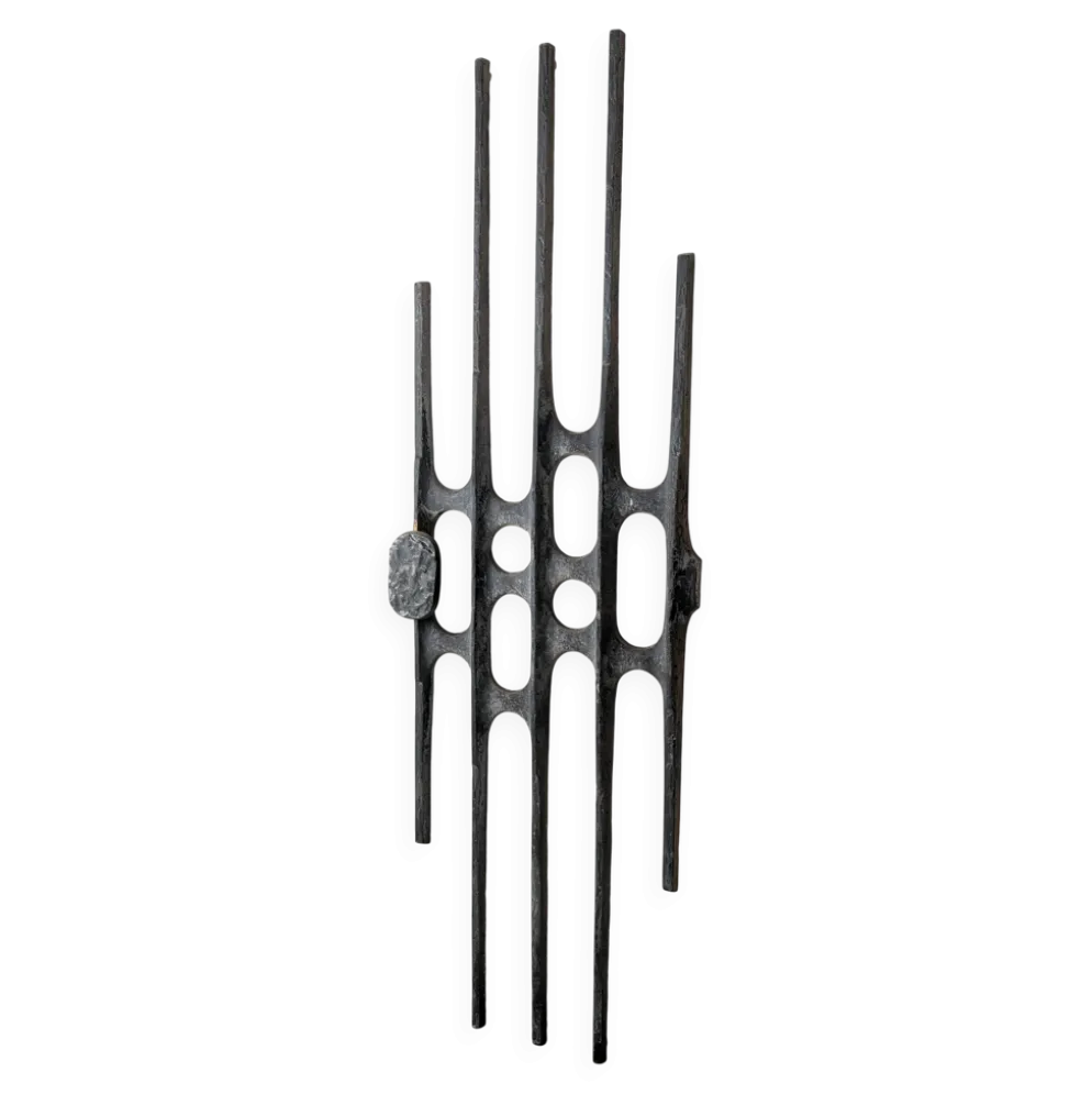 Panneau de porte brutaliste en aluminium moulé, années 1960