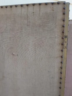 Paravent ancien 4 feuilles bois et tissu