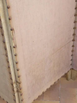 Paravent ancien 4 feuilles bois et tissu