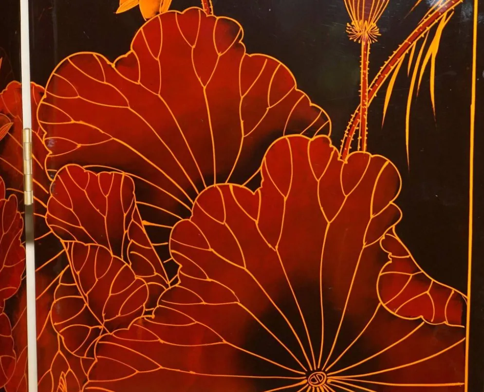 Paravent ancien intitulé « Peinture de mi-été de l'année Xinwei »