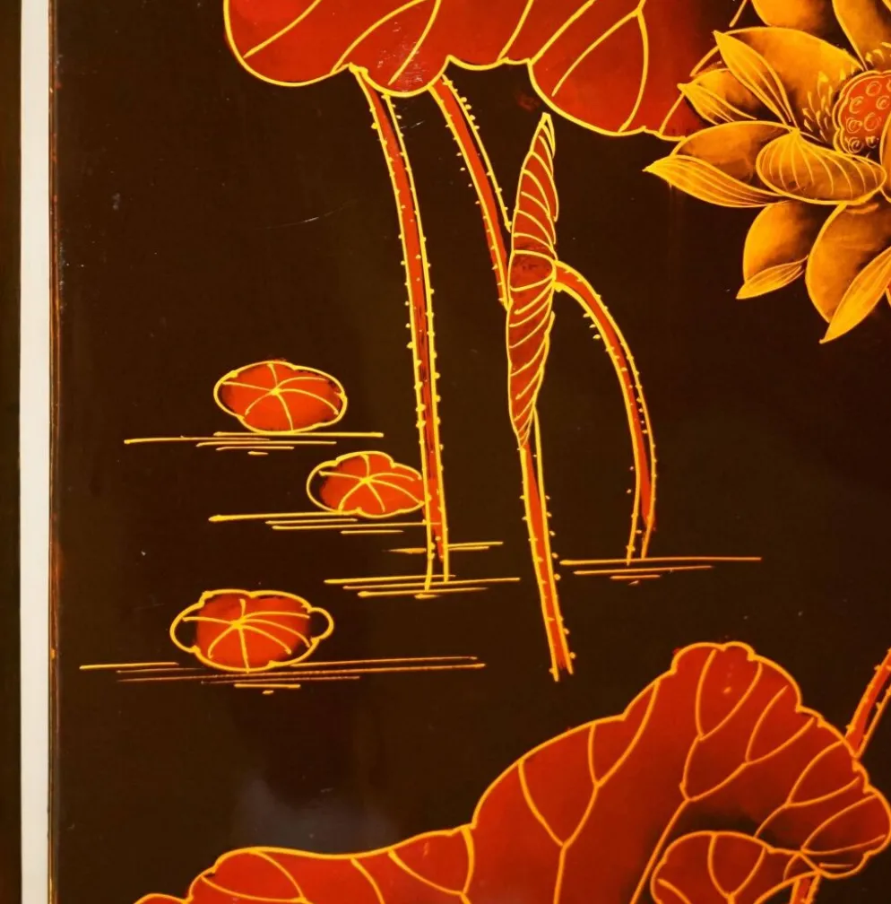 Paravent ancien intitulé « Peinture de mi-été de l'année Xinwei »