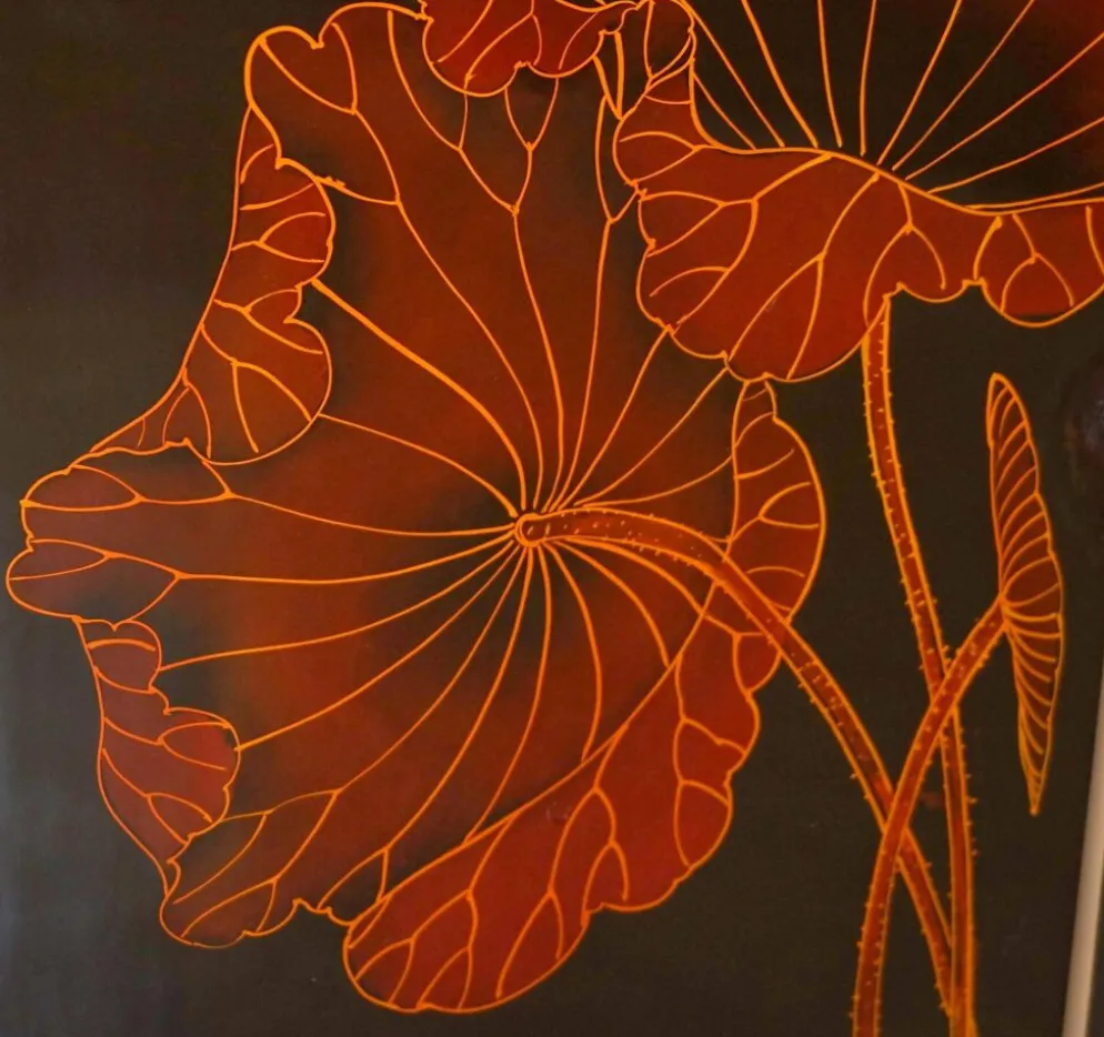 Paravent ancien intitulé « Peinture de mi-été de l'année Xinwei »