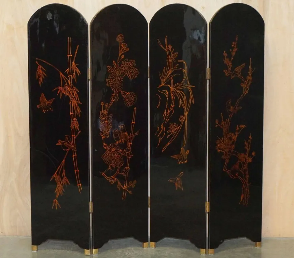 Paravent ancien intitulé « Peinture de mi-été de l'année Xinwei »