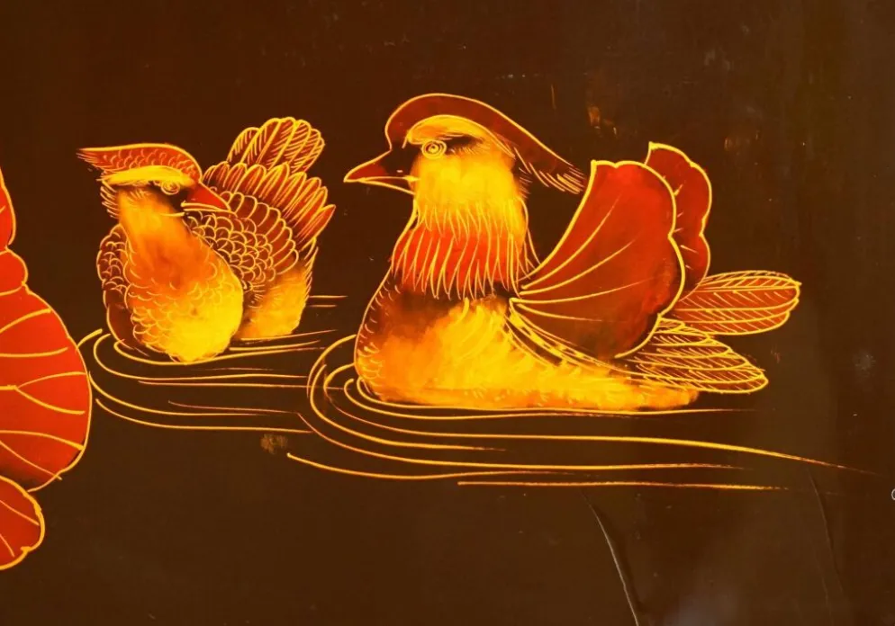 Paravent ancien intitulé « Peinture de mi-été de l'année Xinwei »