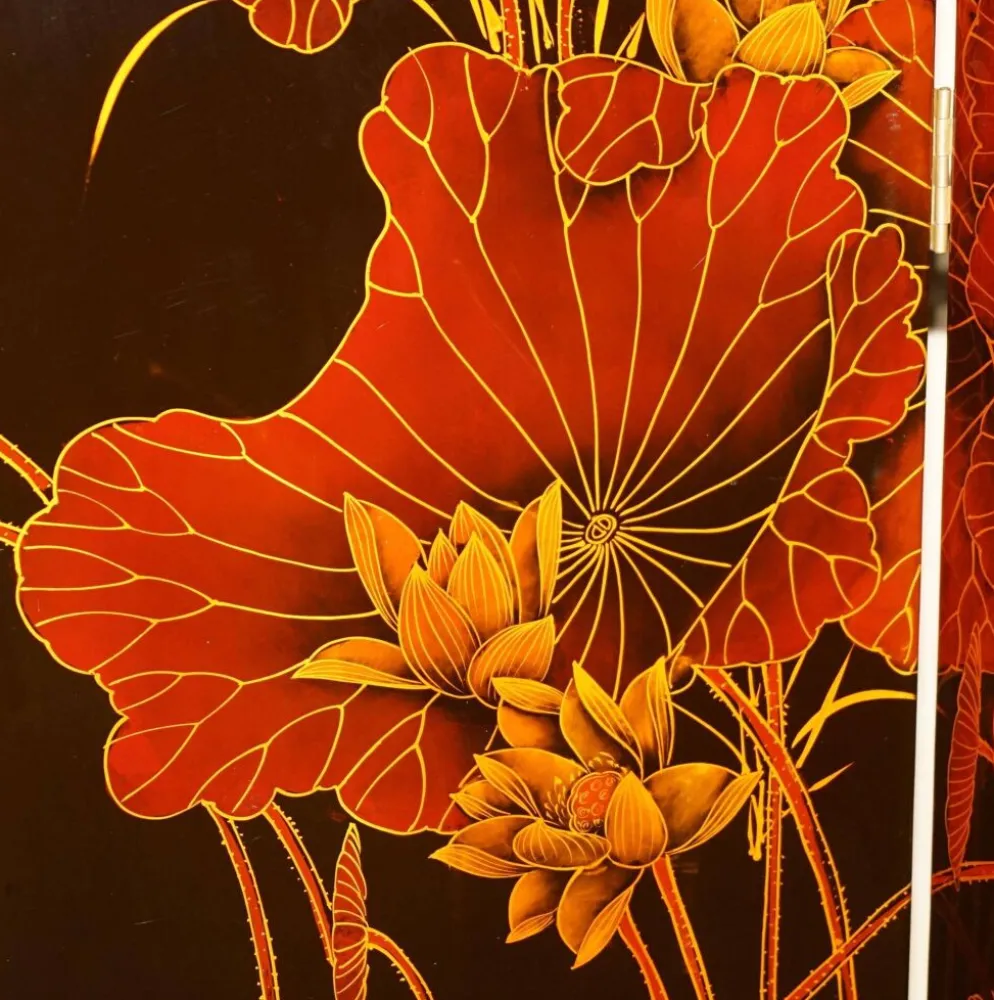 Paravent ancien intitulé « Peinture de mi-été de l'année Xinwei »