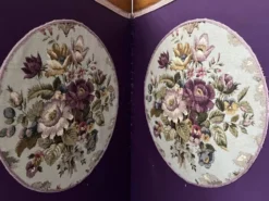 Paravent a quatre a décor d'une tapisserie en ovale XX siècle